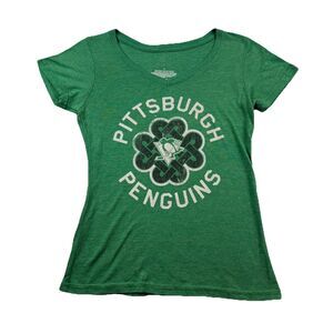 Pittsburgh Penguins NHL Celtic Knot St Patricks Day T Shirt Womens S Green